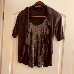 Express Sequin Tank with Cardigan